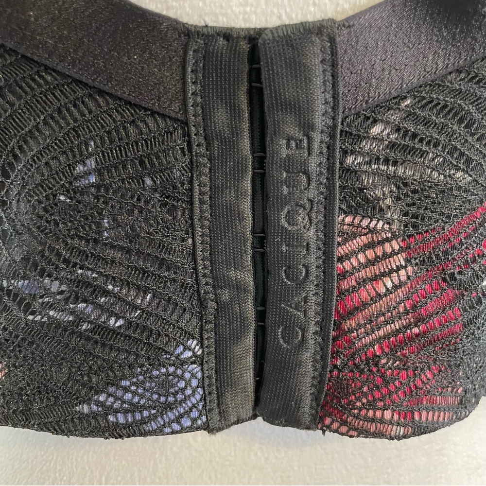 NWOT CACIQUE Lightly Lined Balconette Bra Black Pink Floral Lace 40H T-shirt New - Picture 7 of 13